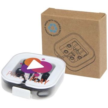 Écouteurs filaires personnalisables type C avec boîte de rangement en plastique recyclé