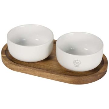 Ensemble plateau en bois à personnaliser et bols de service en céramique Noa
