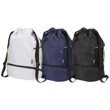 Sac de sport publicitaire à cordon en matériaux recyclés certifiés GRS avec compartiment inférieur de 18 L Nomad