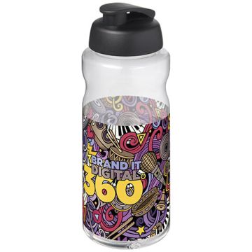 Bouteille de sport publicitaire H2O Active® Base Pure de 1 L à couvercle rabattable