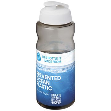 Bouteille de sport personnalisable H2O Active® Eco Big Base de 1 litre à couvercle rabattable