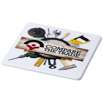 Sous-verre publicitaire carré Renzo en plastique 10 x 10 cm