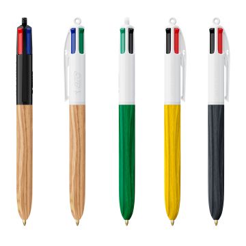 Stylo à bille Publicitaire BIC 4 couleurs Wood style