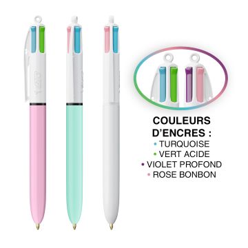 Stylo à bille BIC 4 couleurs Fashion
