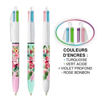 Stylo à bille Publicitaire BIC 4 couleurs Fashion quadri 360°