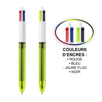 Stylo à bille Publicitaire BIC 4 couleurs Fluo 