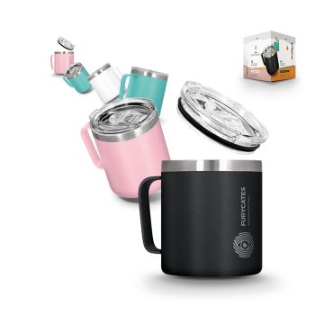 Mug isotherme publicitaire double paroi inox avec couvercle 370 ml 