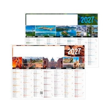 Calendrier bancaire souple 2027 publicitaire thème paysage dans le monde