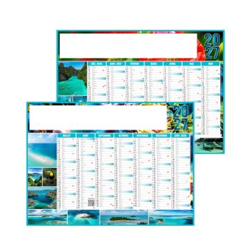 Calendrier publicitaire bancaire Exotic 2027 souple