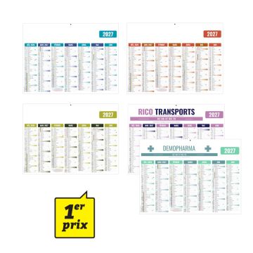 Calendrier bancaire 2027 personnalisé souple 1er prix