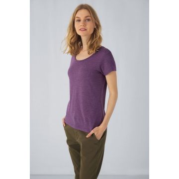 T-shirt floqué Triblend col rond Femme