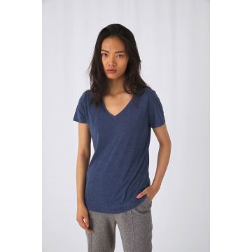 T-shirt floqué Triblend col V Femme