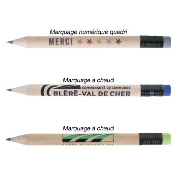 Mini Crayon Bois Eco avec Gomme