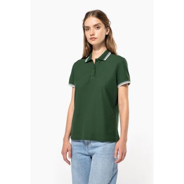 Polo publicitaire femme manches courtes à liserés contrastés