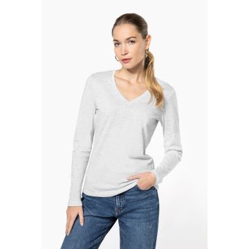 T-shirt Personnalisé col v manches longues femme