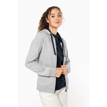 Sweat-shirt personnalisable zippé capuche contrastée femme