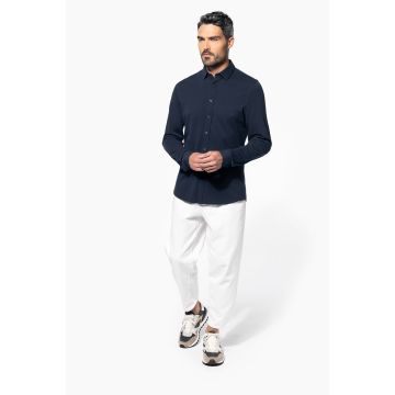 Chemise à broder maille piquée manches longues