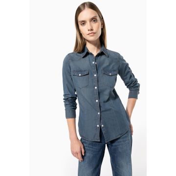 Chemise à broder Denim Manches Longues Femme