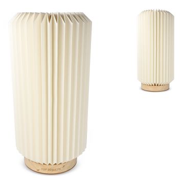 Lampe LED en papier pliable Coollux Aurora Tall sur base en bois, 32cm