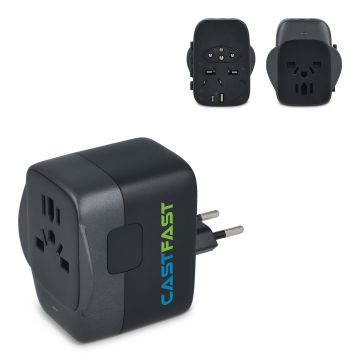 Adaptateur de voyage PowerPro en plastique recyclé