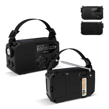 Radio d’urgence Philips TAR1609 avec tuner analogique FM/AM et lampe de poche