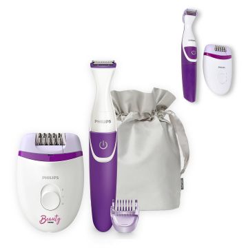Philips Satinelle épilateur compact filaire et tondeuse bikini sans fil