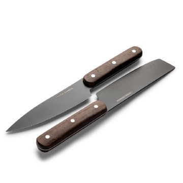 Set de 2 couteaux, noir & bois