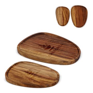 2 paquets de plateaux en bois de forme organique