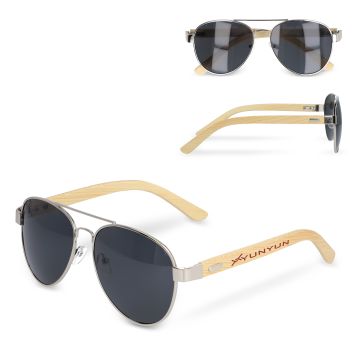 Lunettes de soleil publicitaire aviateur avec branches en bambou