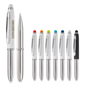 Stylo bille stylet avec lampe publicitaire