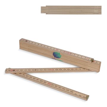 Règle publicitaire pliante en bois 2m premium, naturel