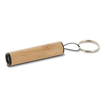 Porte-clés publicitaire lampe de poche en bambou