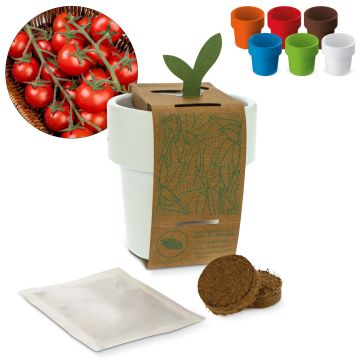 Tasse Publicitaire à café hot-but-cool avec graines de tomate cerise