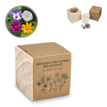 Ensemble de jardinières en bois FSC - Mélange de fleurs