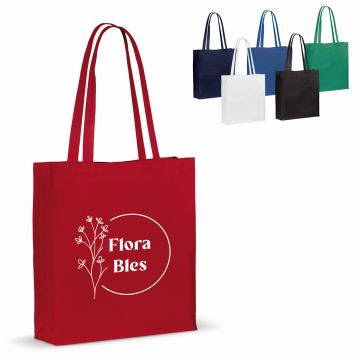 Sac Publicitaire en coton recyclé avec soufflet 38 x 10 x 42 cm en 140 g/m²