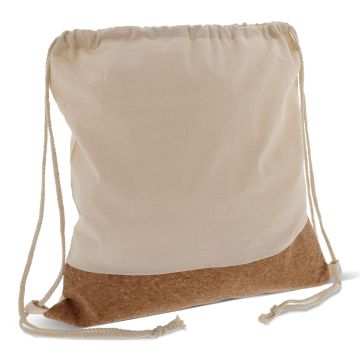 Sac publicitaire Liège/Jute avec cordelettes en coton 38x41cm