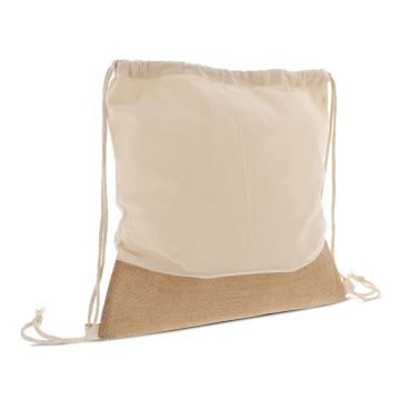 Sac publicitaire à cordon Jute avec cordons en coton 38x41cm