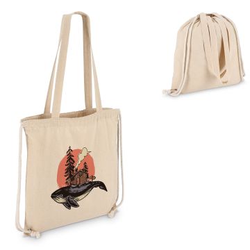 Sac publicitaire fourre-tout à cordon en coton OEKO-TEX® 38 x 42cm 140g/m².