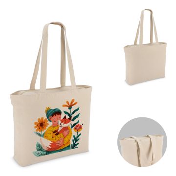 Sac publicitaire fourre-tout en coton avec fermeture éclair OEKO-TEX® 47 x 11 x 35cm 320g/m²