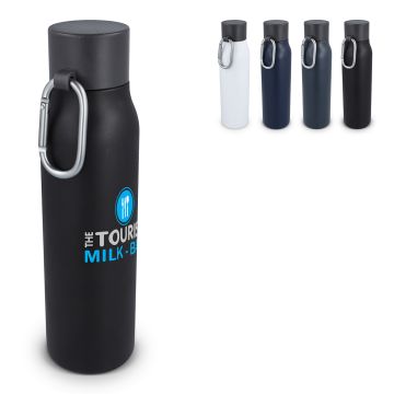 Bouteille isotherme publicitaire à mousqueton, finition mate, 600 ml