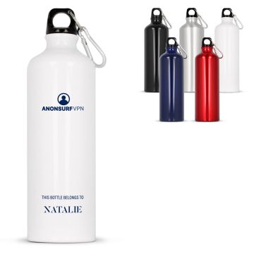 Bouteille d’eau publicitaire en aluminium avec mousqueton 750ml