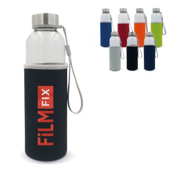 Goodies Bouteille d’eau en verre avec fourreau 500 ml