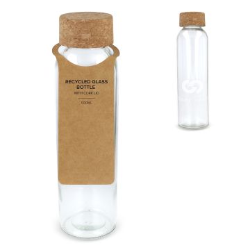 Bouteille en verre publicitaire recyclé avec bouchon en liège 500ml