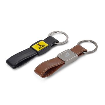 Porte-clés en cuir véritable et métal