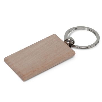 Porte-clés publicitaire rectangulaire en bois