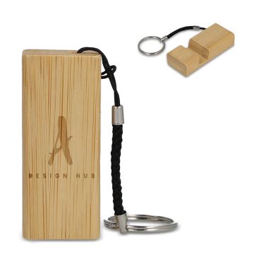 Porte-clés publicitaire en bambou pour téléphone portable