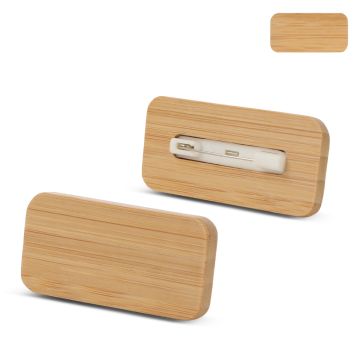 Badge nominatif en bambou avec épingle
