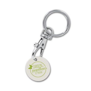 Porte-clé mousqueton métal avec jeton bio