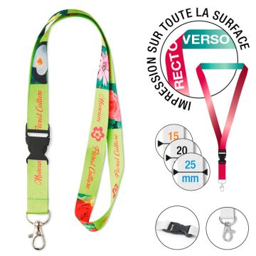 Tour de Cou sublimation avec boucle détachable Fabriqué en Europe