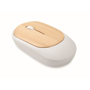 Souris sans fil en bambou publicitaire